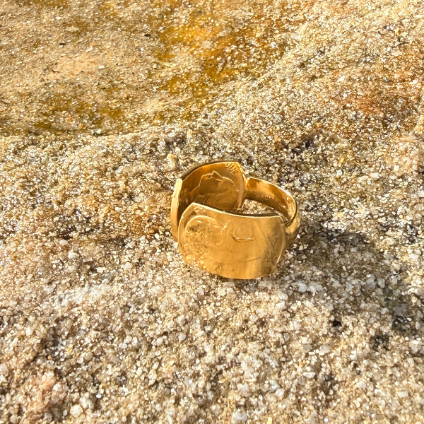 Le P'tit Franc Oscar Double 10 centimes bague plaqué argent