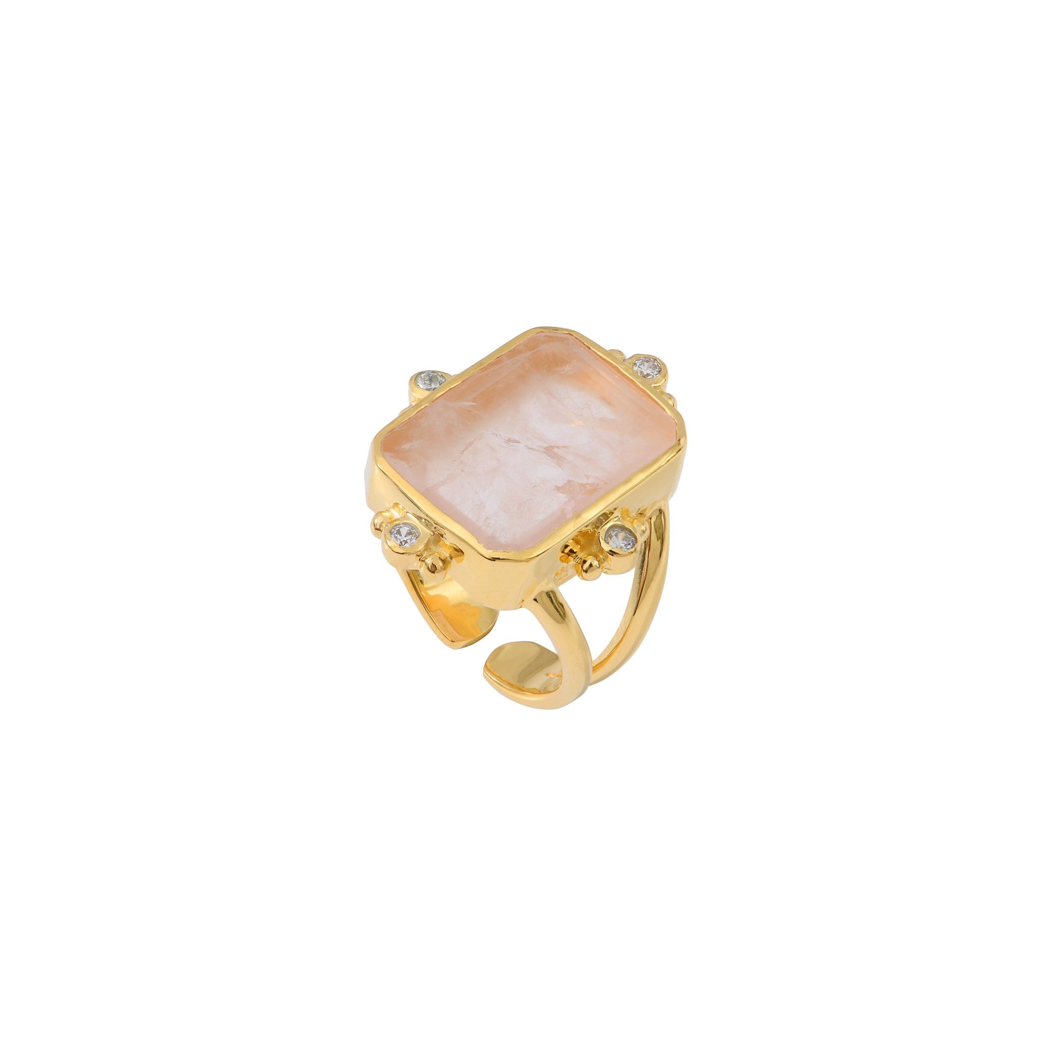 Leticia Ponti Norah bague labradorite ajustable plaqué or