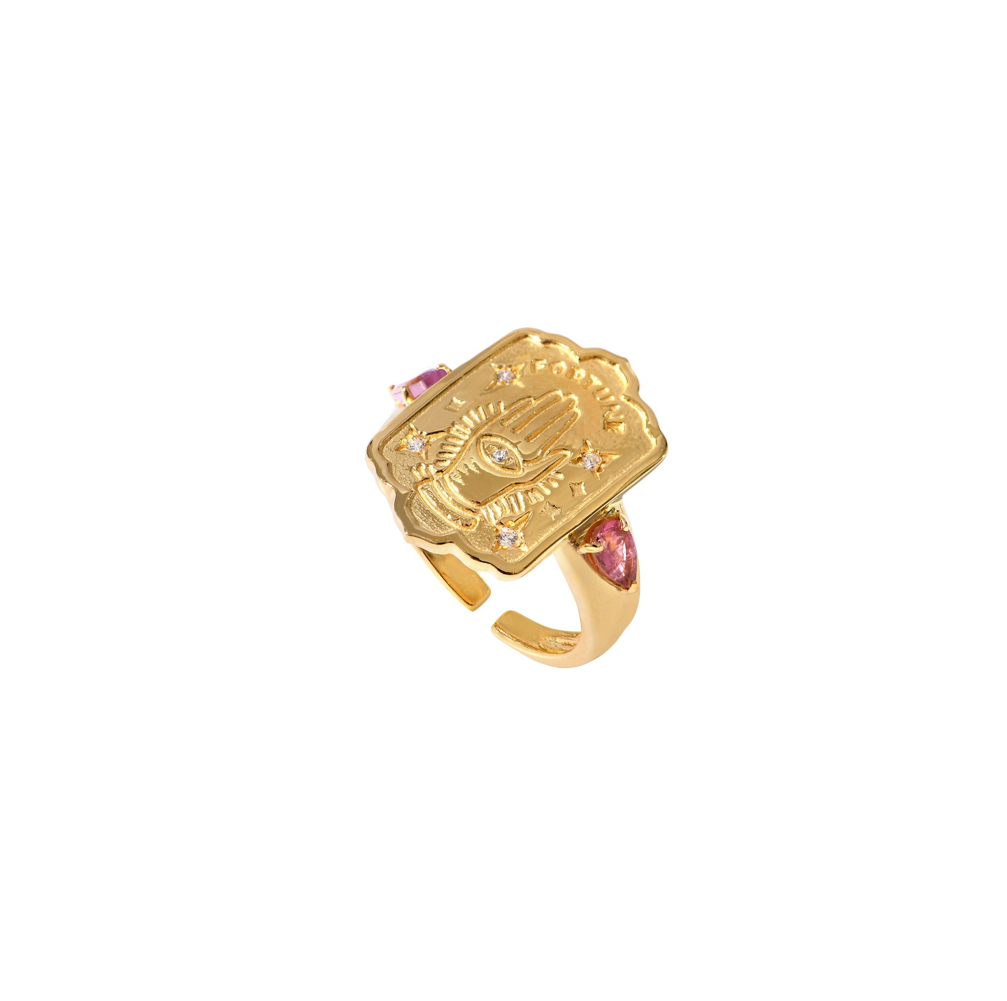 Leticia Ponti Fortune bague améthyste plaqué or ajustable