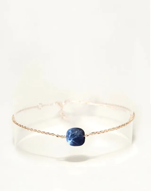 Ô PLUM Shenaa bracelet sodalite plaqué or 17-19 cm