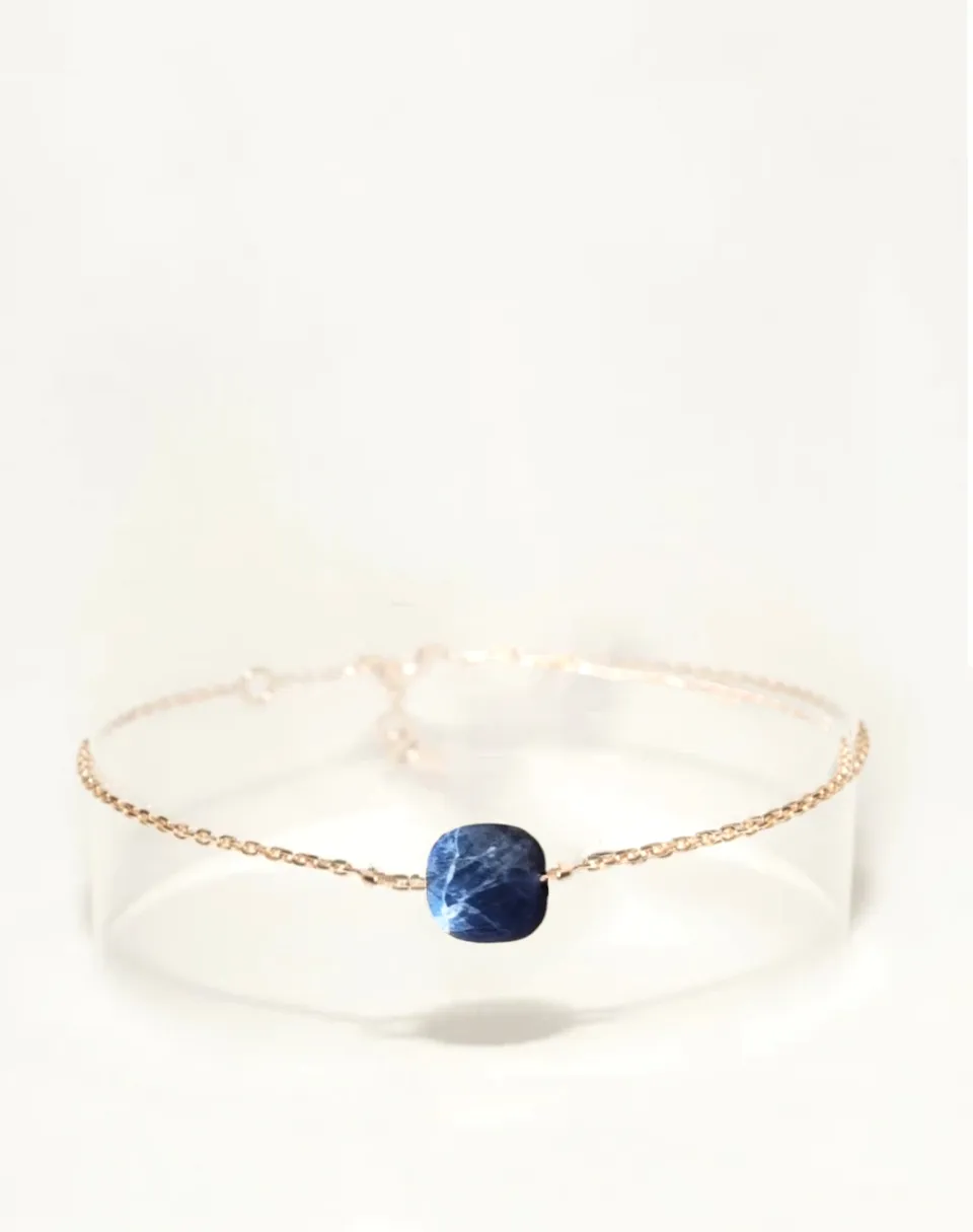Ô PLUM Shenaa bracelet sodalite plaqué or 17-19 cm