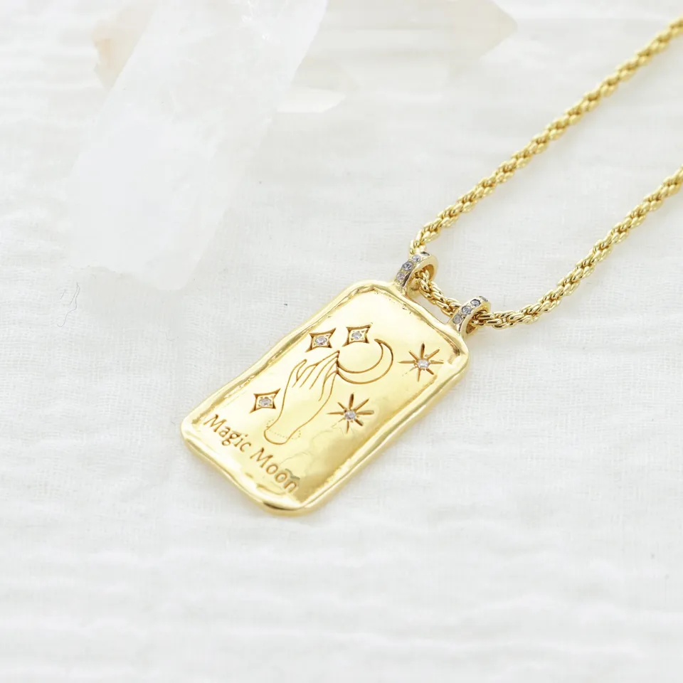 Leticia Ponti Magic Moon collier plaqué or zircon 40 cm