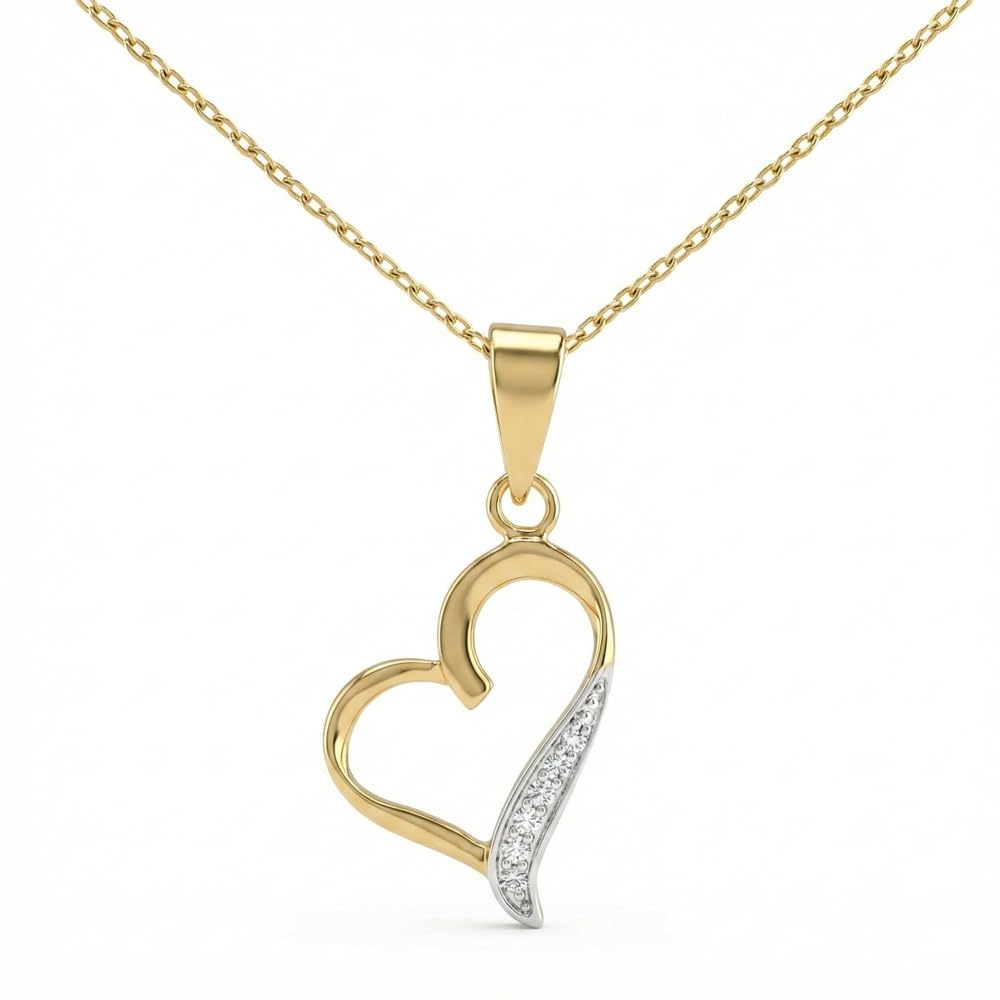 L'Atelier d'Azur Collier Coeur Zirconiums Or Jaune 42cm