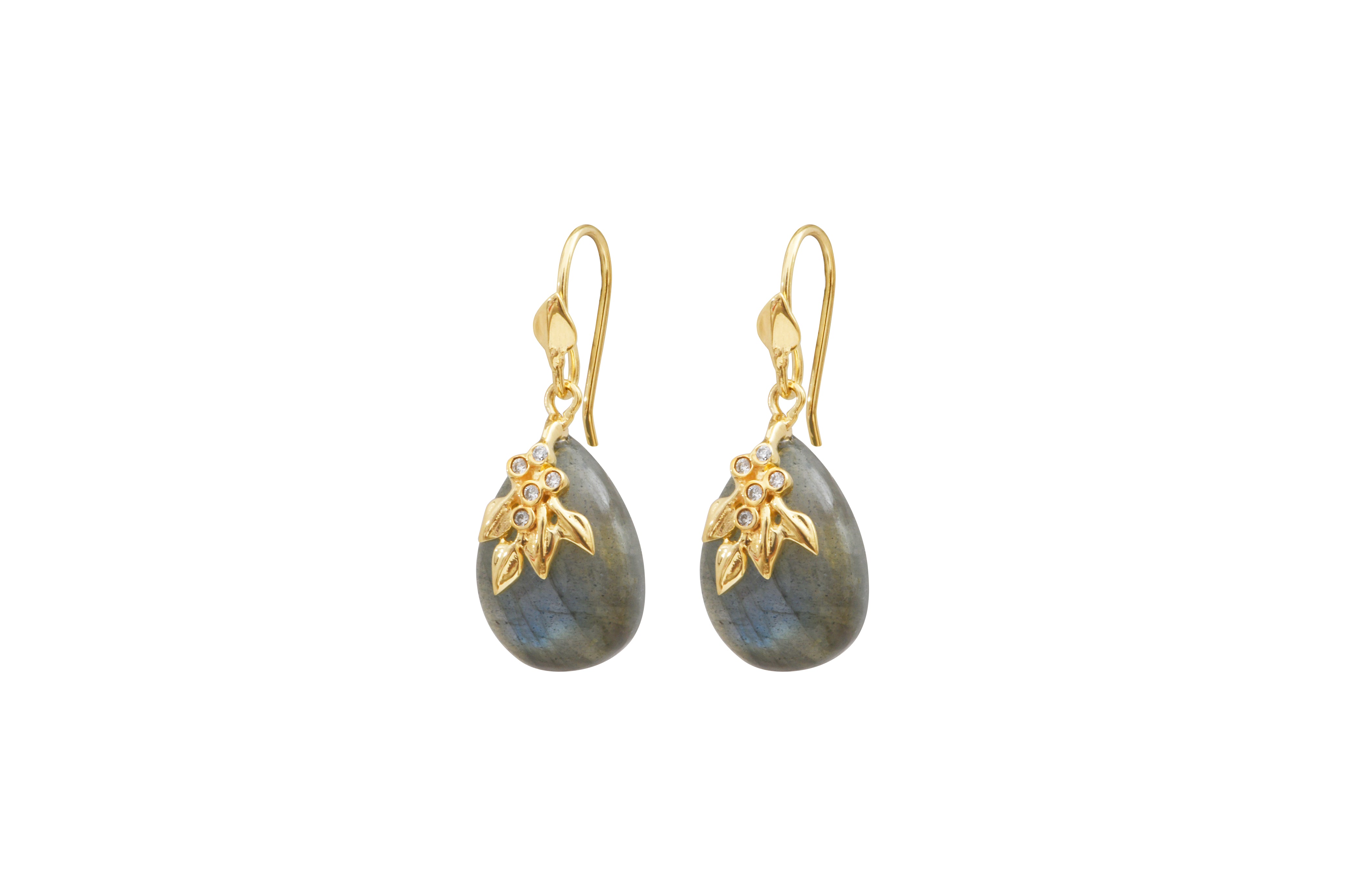Leticia Ponti Flora boucles d'oreilles quartz rose plaqué or
