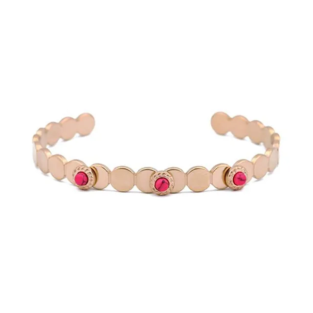 Hypnochic Jonc Fantaisie bracelet acier doré cabochon rouge