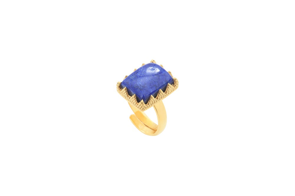 Leticia Ponti Maëlle bague lapis-lazuli ajustable