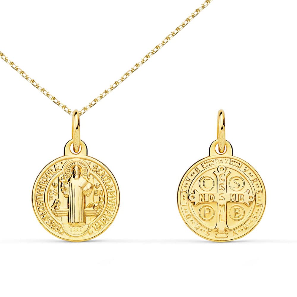 L'Atelier d'Azur Médaille Scapulaire Saint Benoit collier or jaune