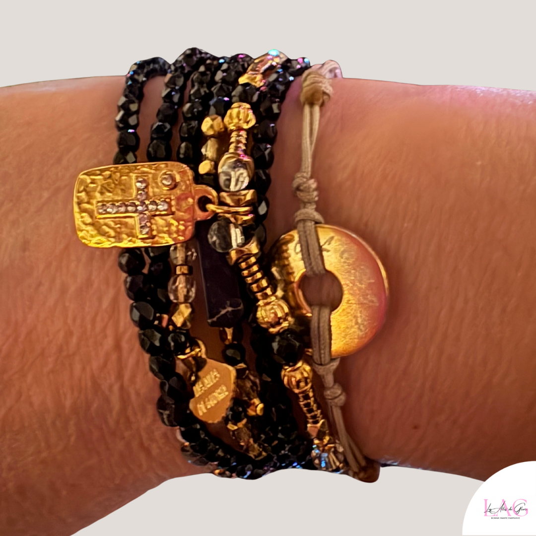 Les Ailes de Gloria Multirangs Eclipse Sacrée bracelet doré