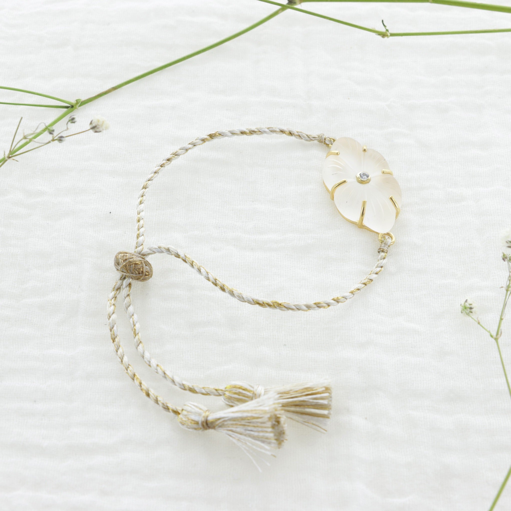Leticia Ponti Camila bracelet cordon apatite verte plaqué or