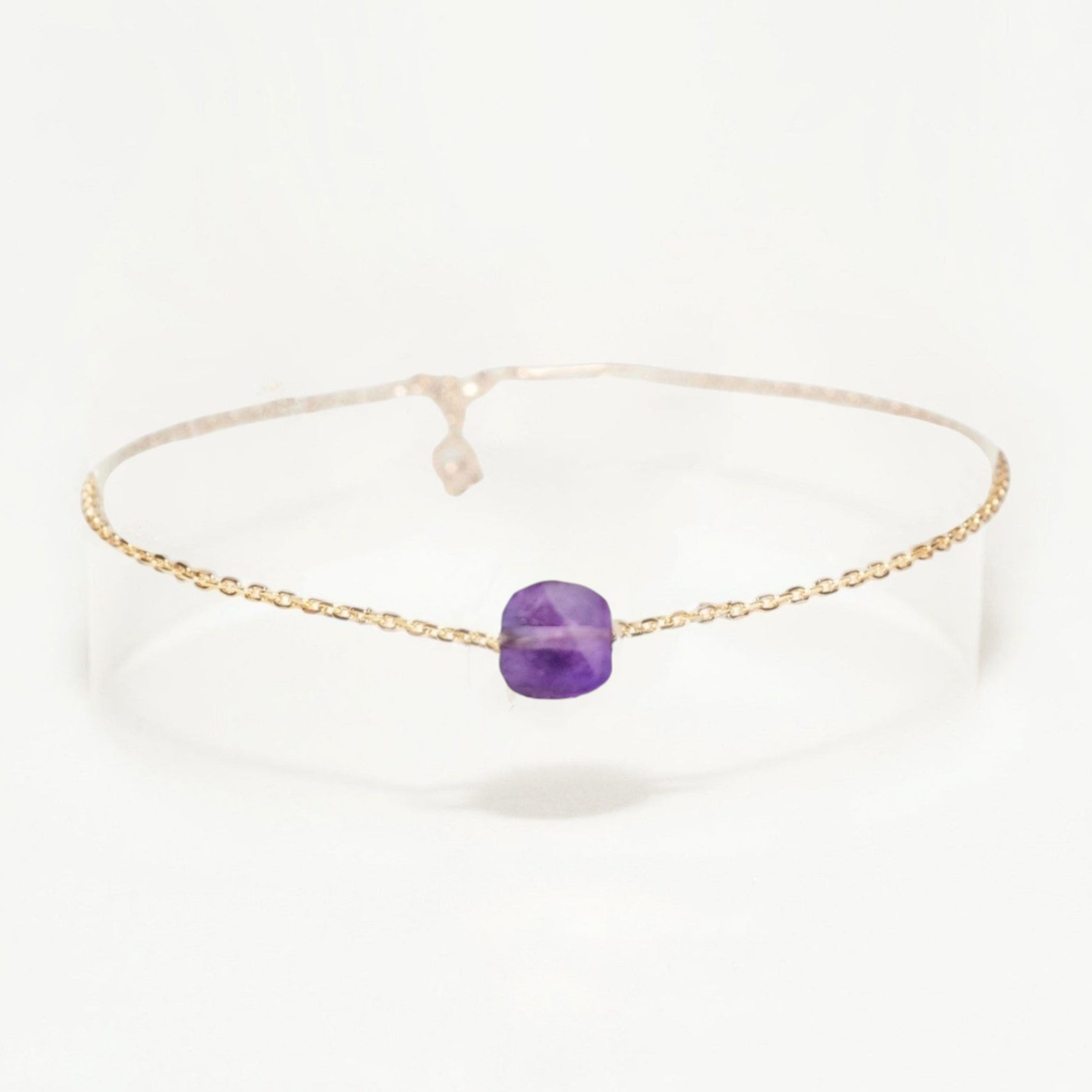 Ô PLUM Charlie bracelet améthyste plaqué or 17 cm