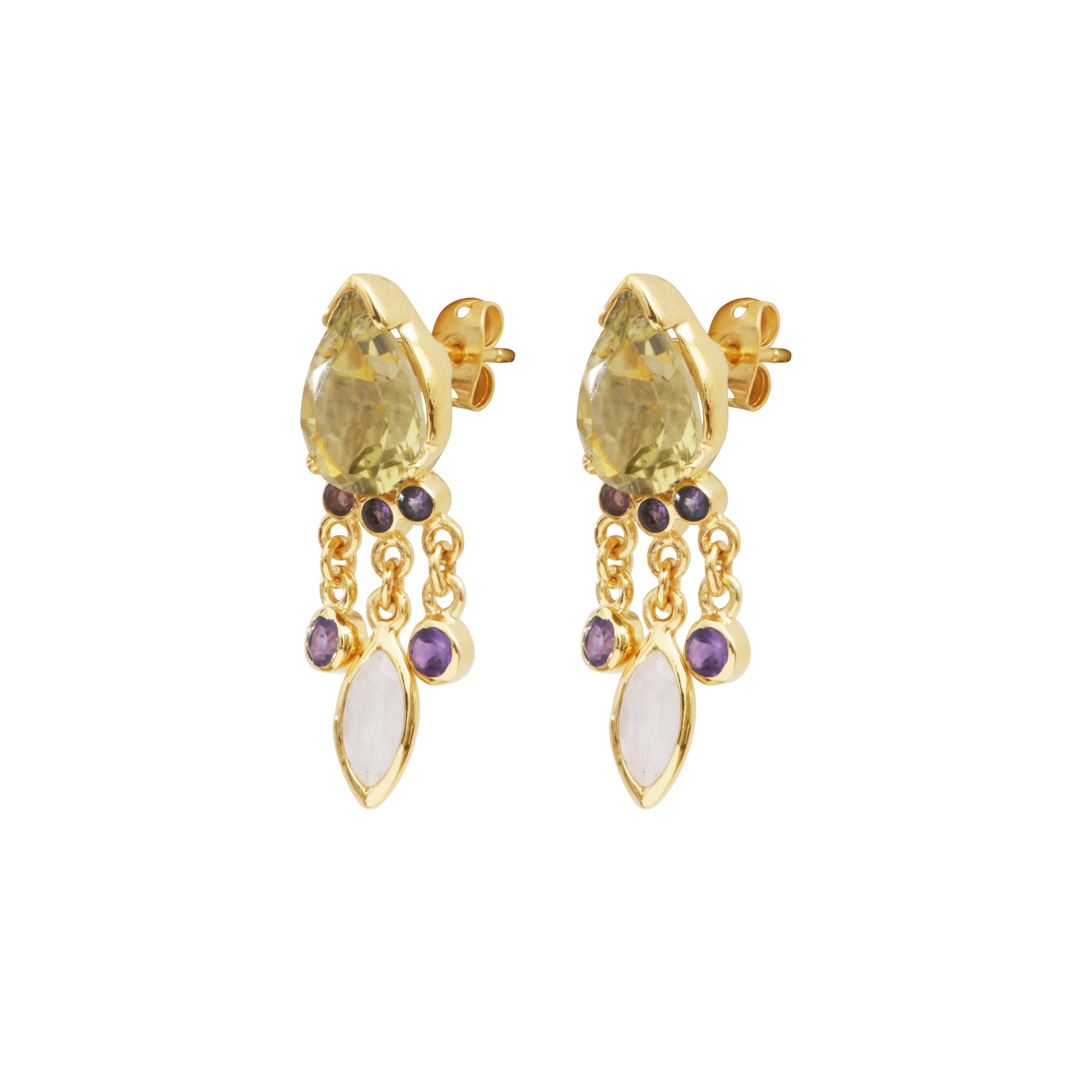 Leticia Ponti Mady boucles d'oreilles quartz lemon