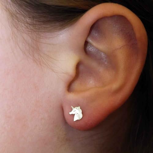 L'Atelier d'Azur Boucles Licornes Or Jaune Puces Enfant 0,7 cm
