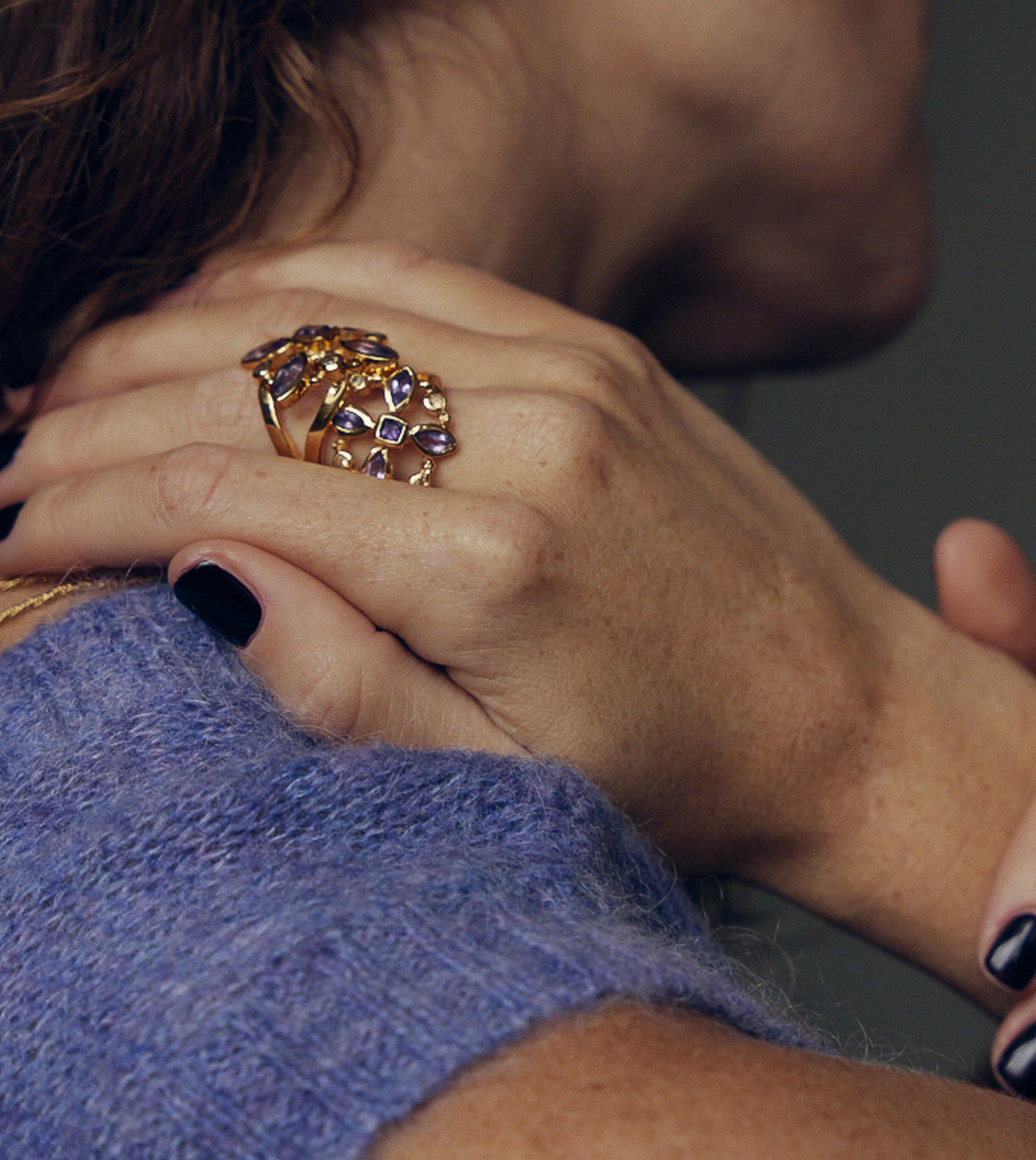 Leticia Ponti Rosie bague améthyste citrine taille XL plaqué or
