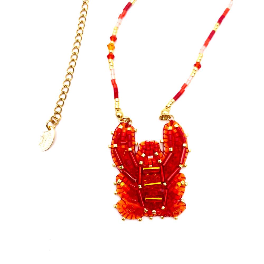 HYPNOCHIC Homard collier perles rouges fantaisie
