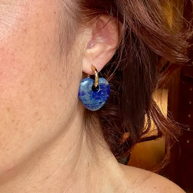 MAD SO CREATION Aloha créoles pierre lapis lazuli interchangeable