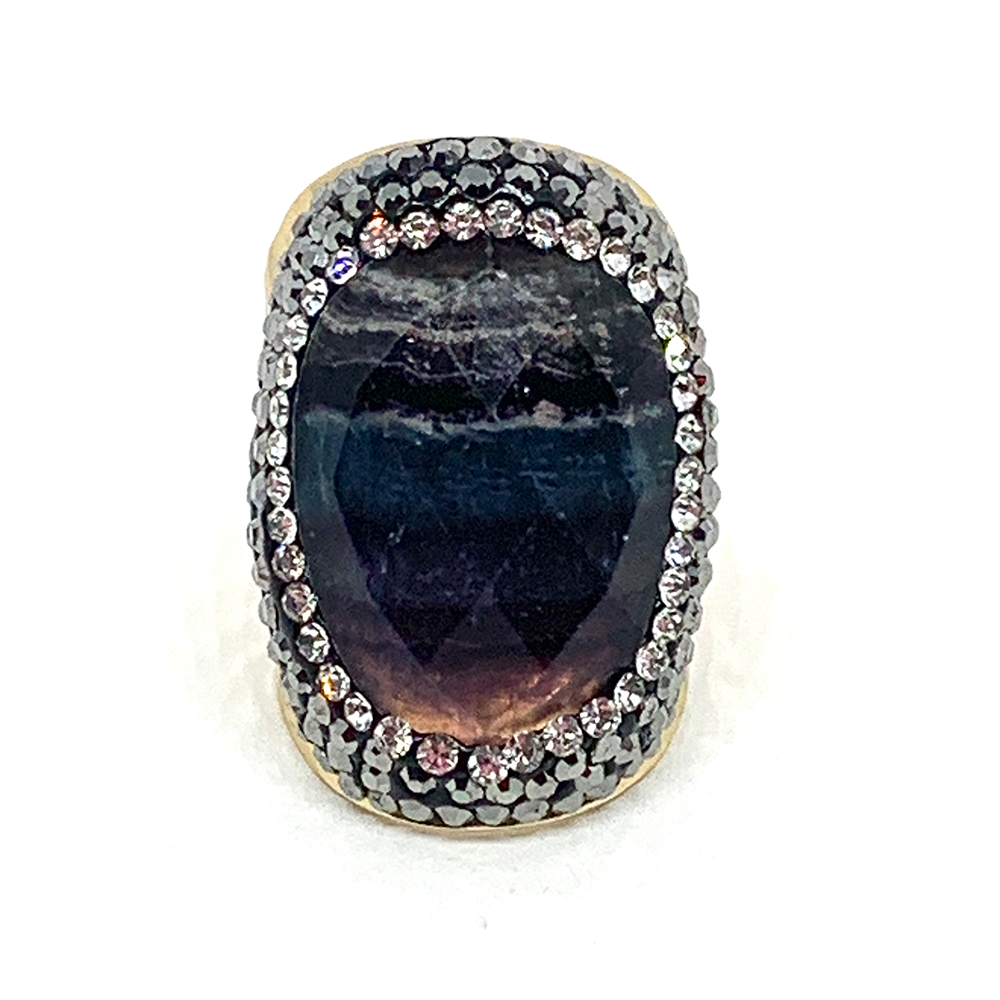 HYPNOCHIC MARINE bague dorée ajustable pierre strass
