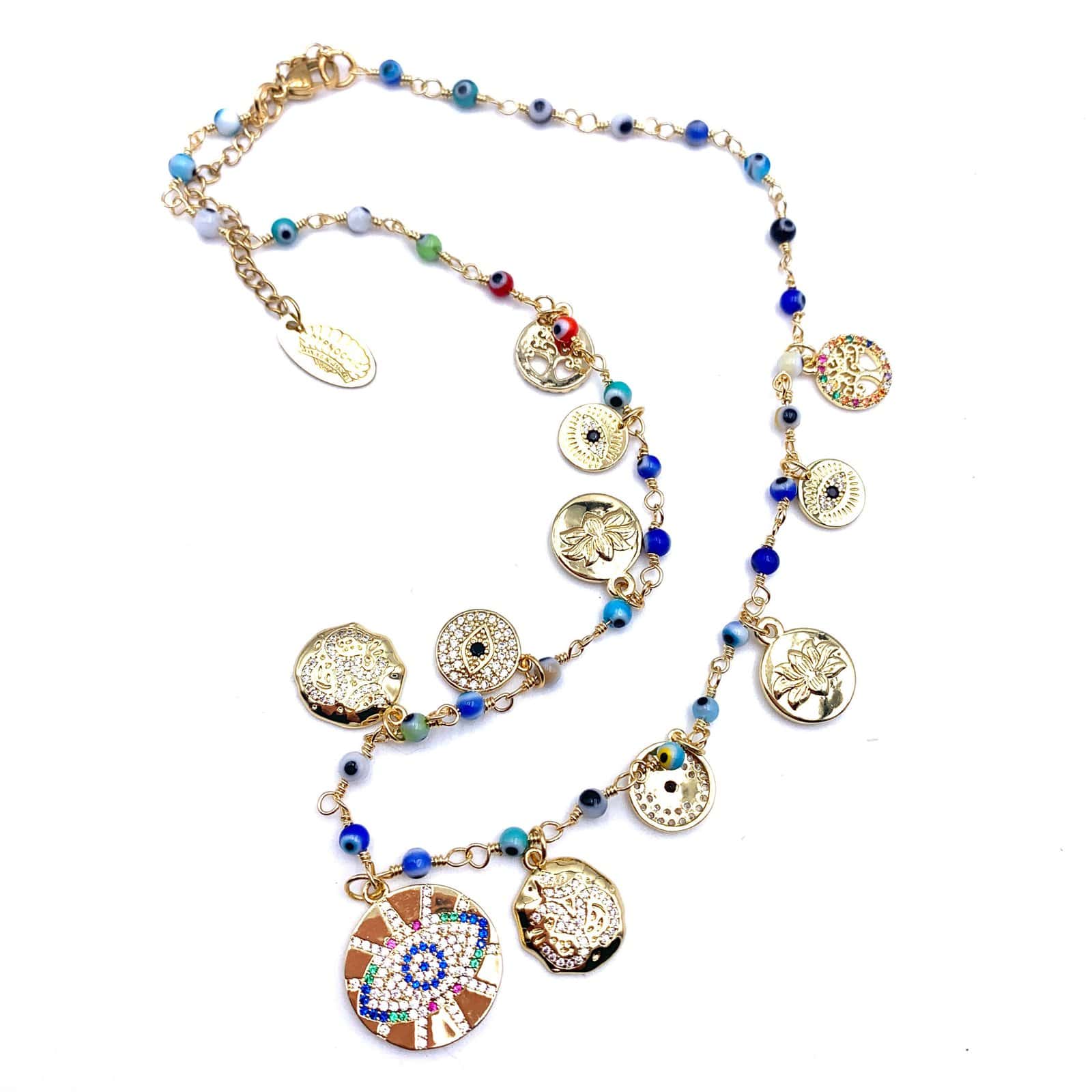 HYPNOCHIC IZNA collier chaîne doré acier perles verre