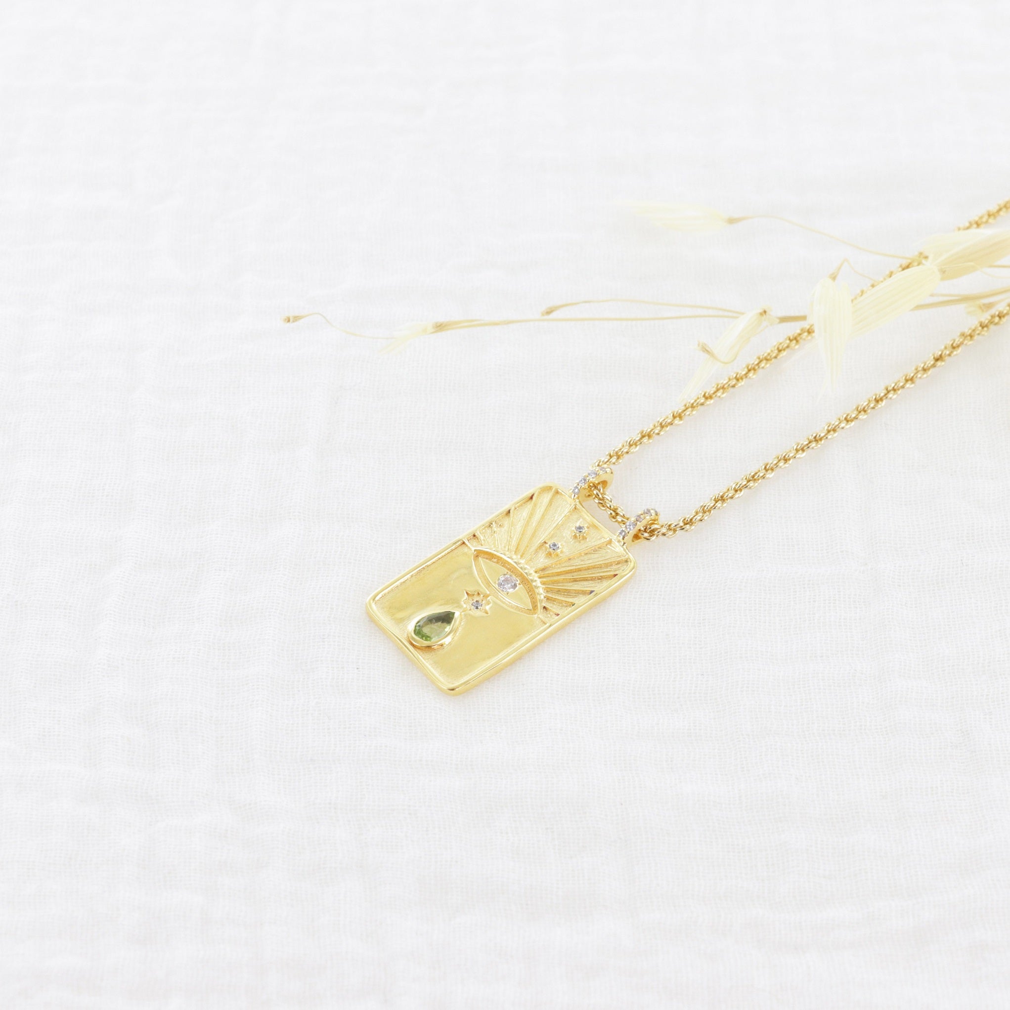 Leticia Ponti Porte Bonheur collier œil grenat 40 cm