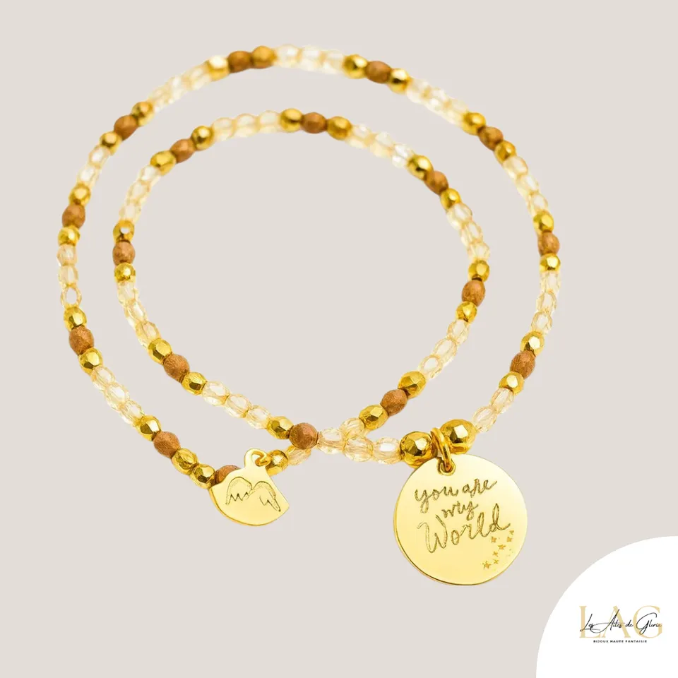 Les Ailes de Gloria Gravure Personnalisée Bracelet Mantra You Are My World