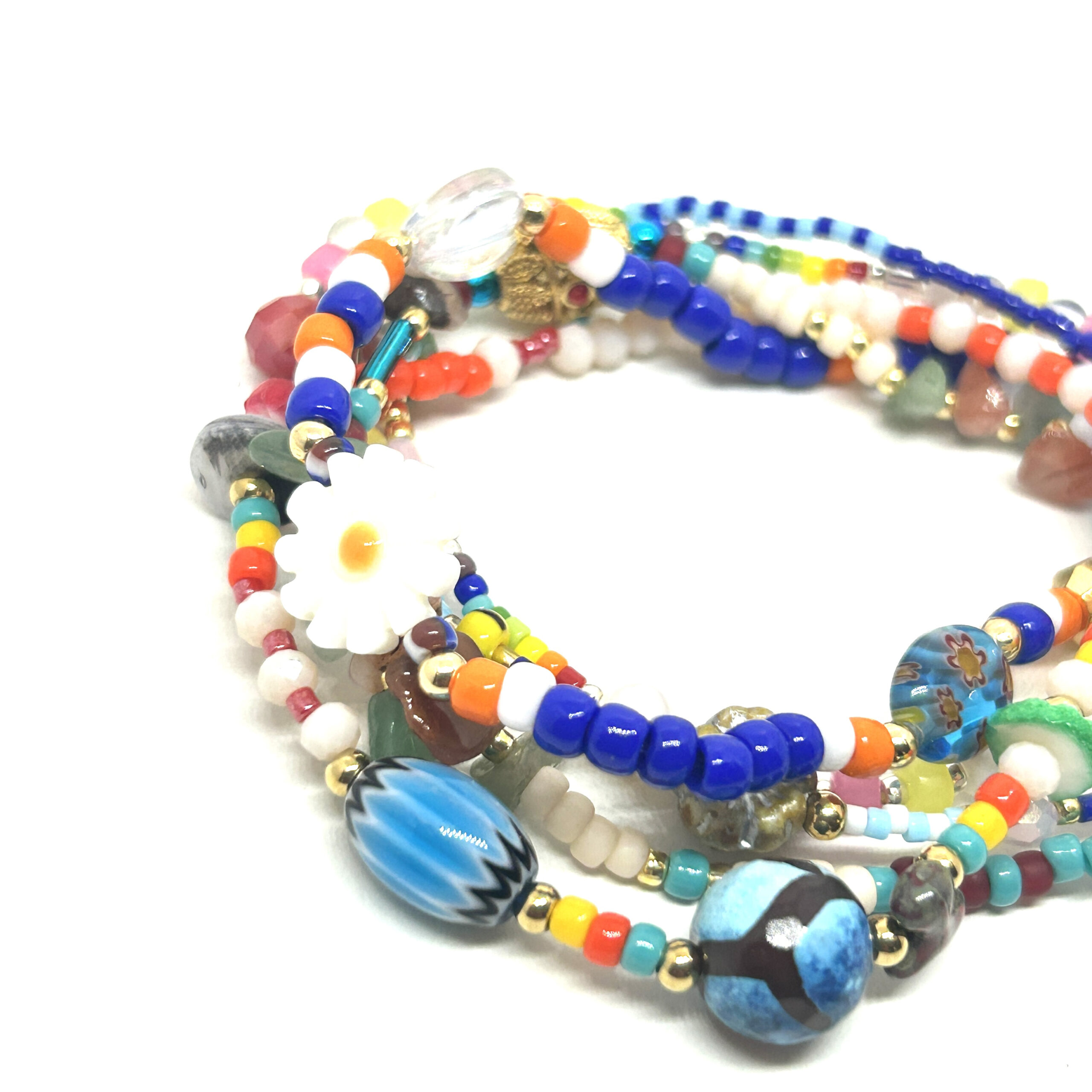 Hypnochic Sun bracelet multi-rangs pierres naturelles multicolore