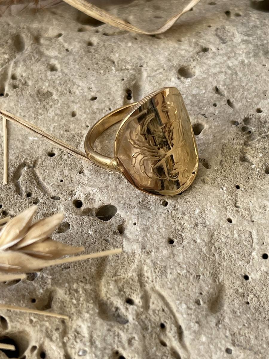 Le P'tit Franc Malte bague pièce maltaise galbée plaqué or