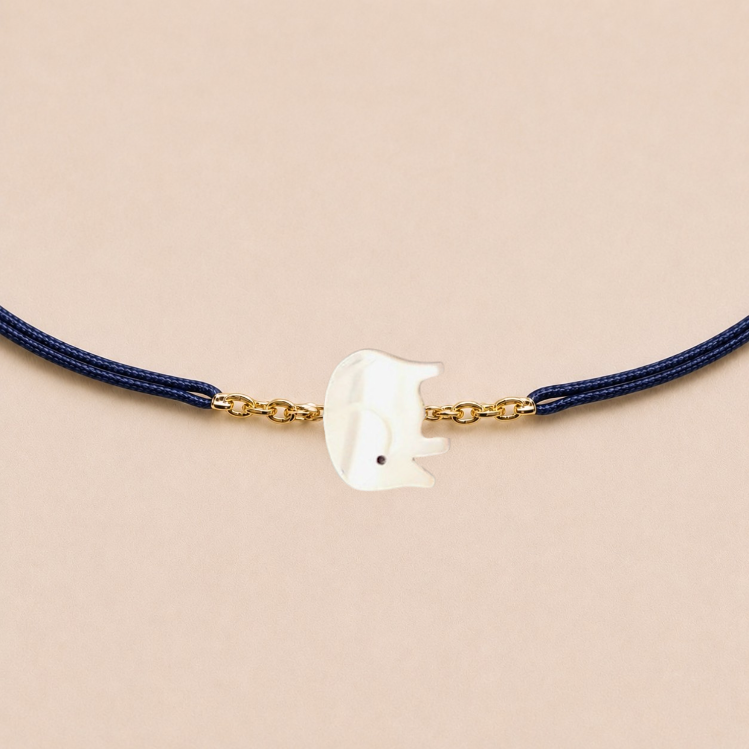 Ô PLUM Bracelet Cordon Éléphant bracelet plaqué or nacre