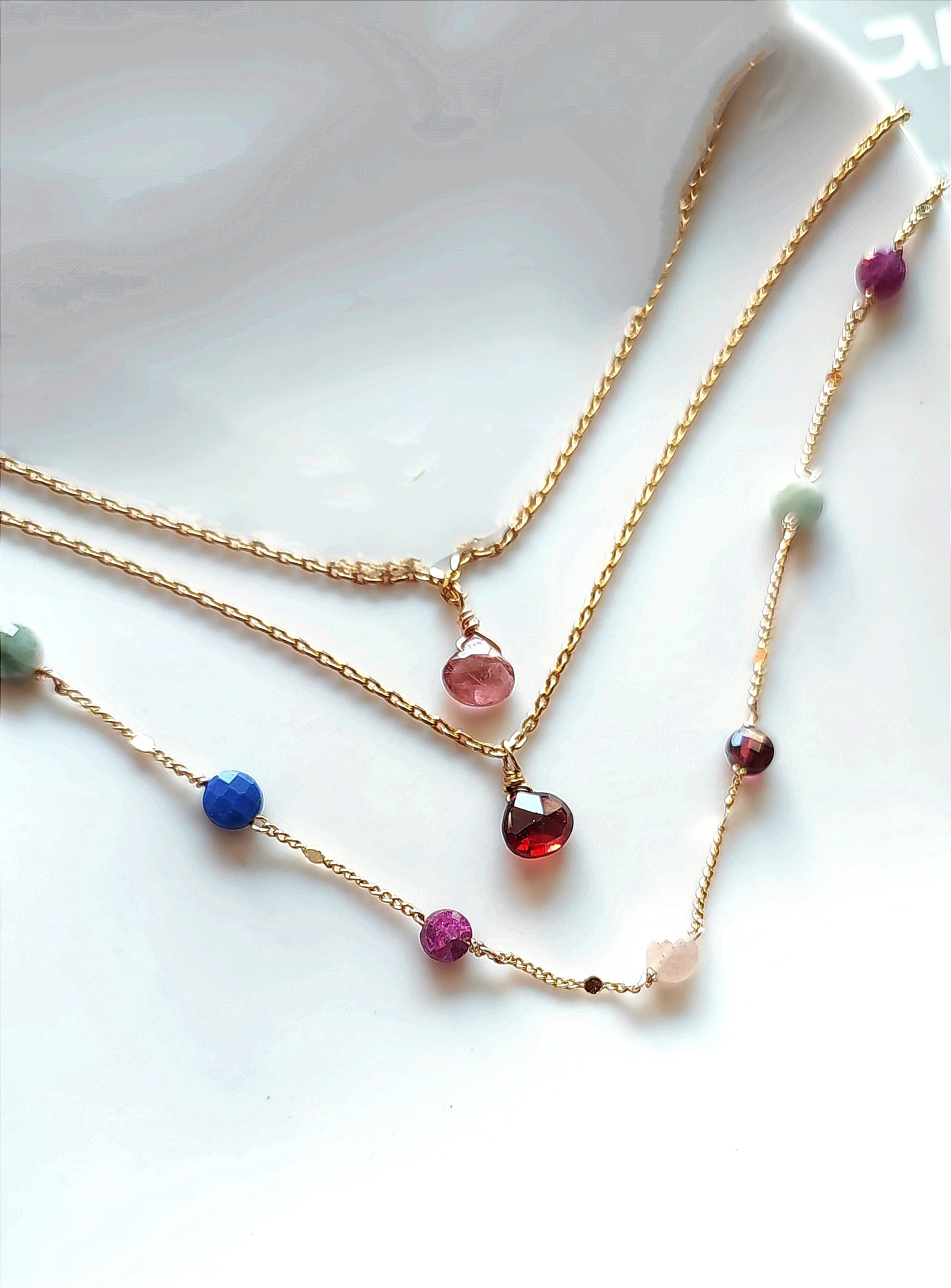 Ô PLUM Collier CLARA mini-pierres collier plaqué or 55 cm