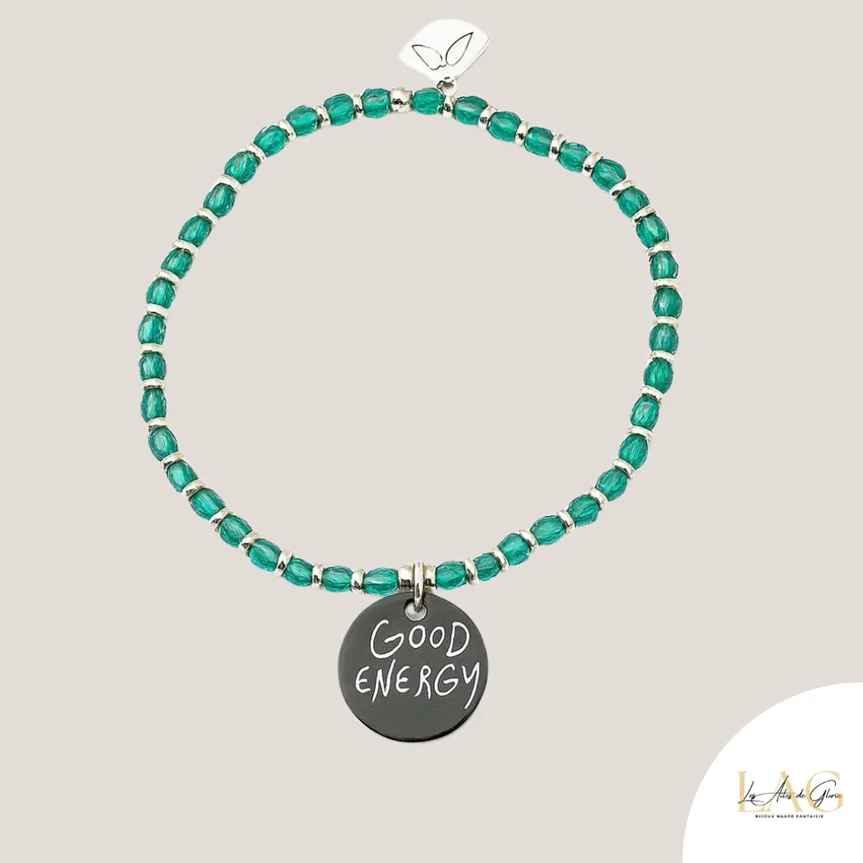 Les Ailes de Gloria Mantra Good Energy bracelet gravé doré