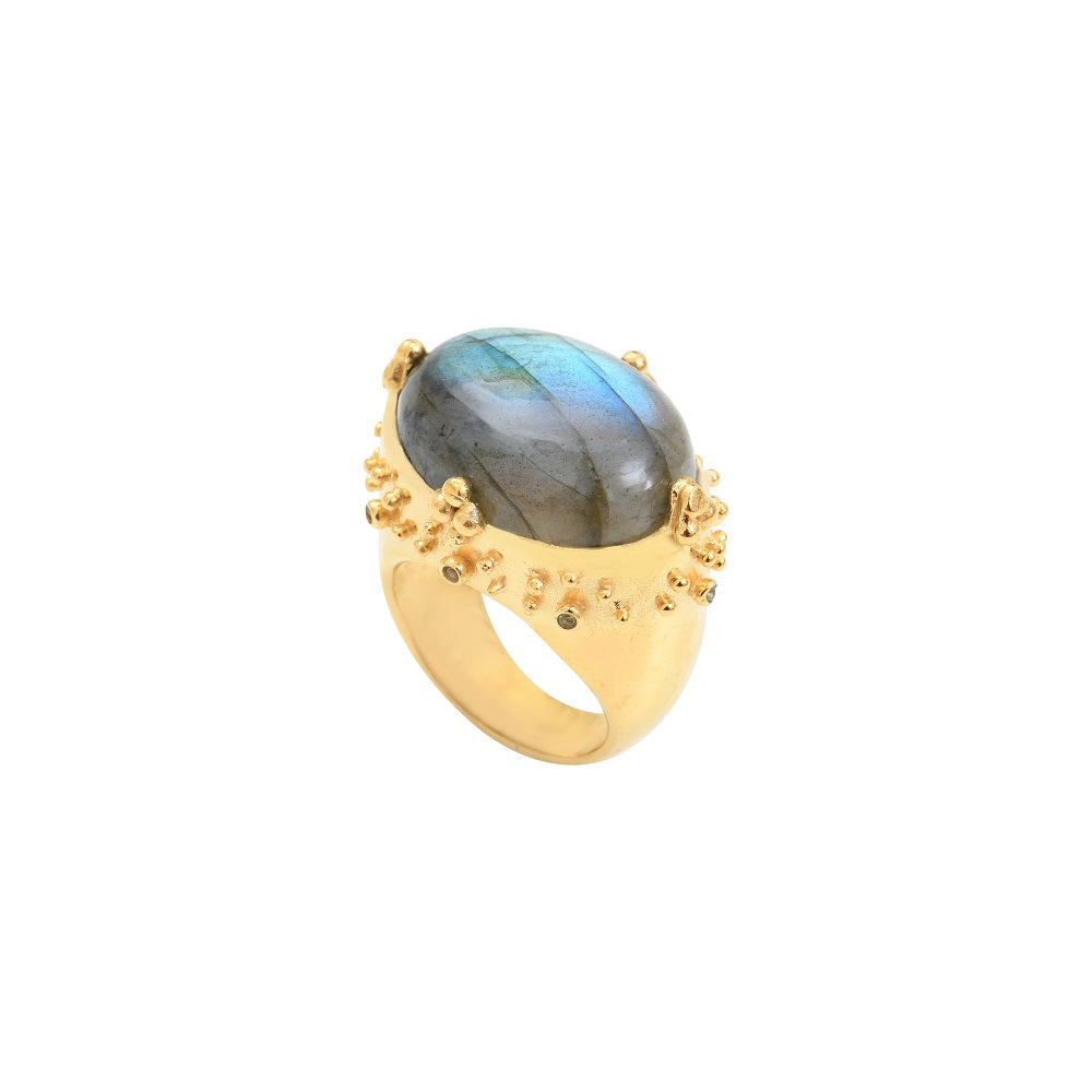Leticia Ponti Alba XL bague turquoise taille 52 plaqué or