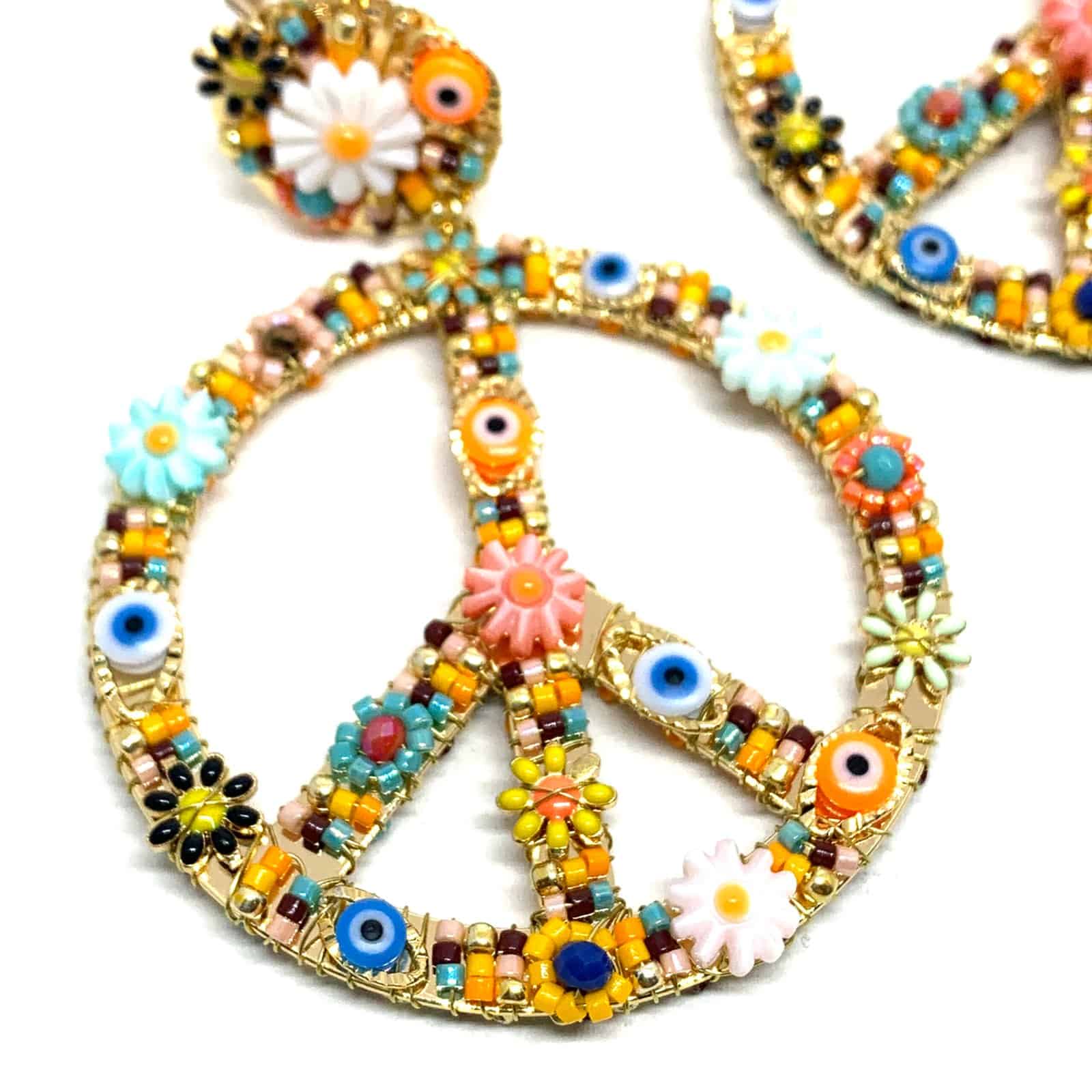 Hypnochic Boucles doreilles Peace Flower créoles multicolores