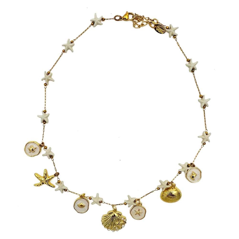 Hypnochic Star collier doré étoile de mer blanc nacré
