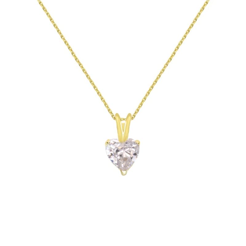L'Atelier d'Azur Pendentif Or Jaune Zirconium Coeur collier femme 42cm