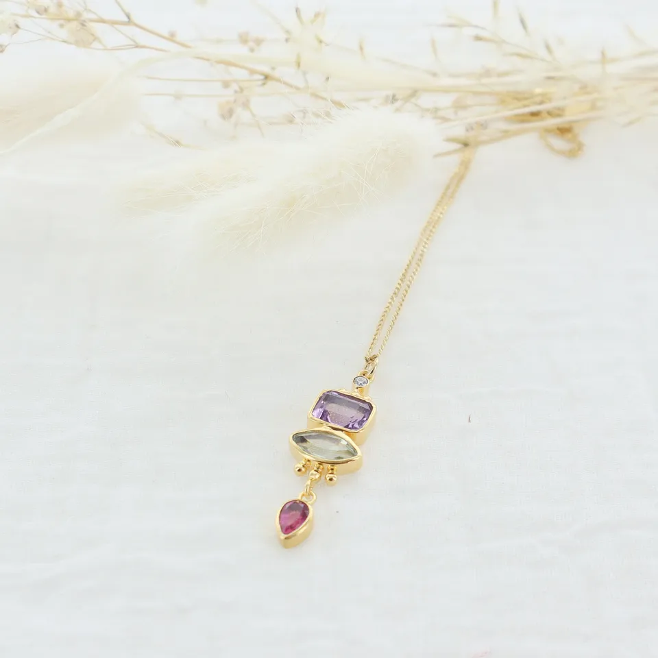 Leticia Ponti Paloma collier multi-pierre améthyste 40 cm