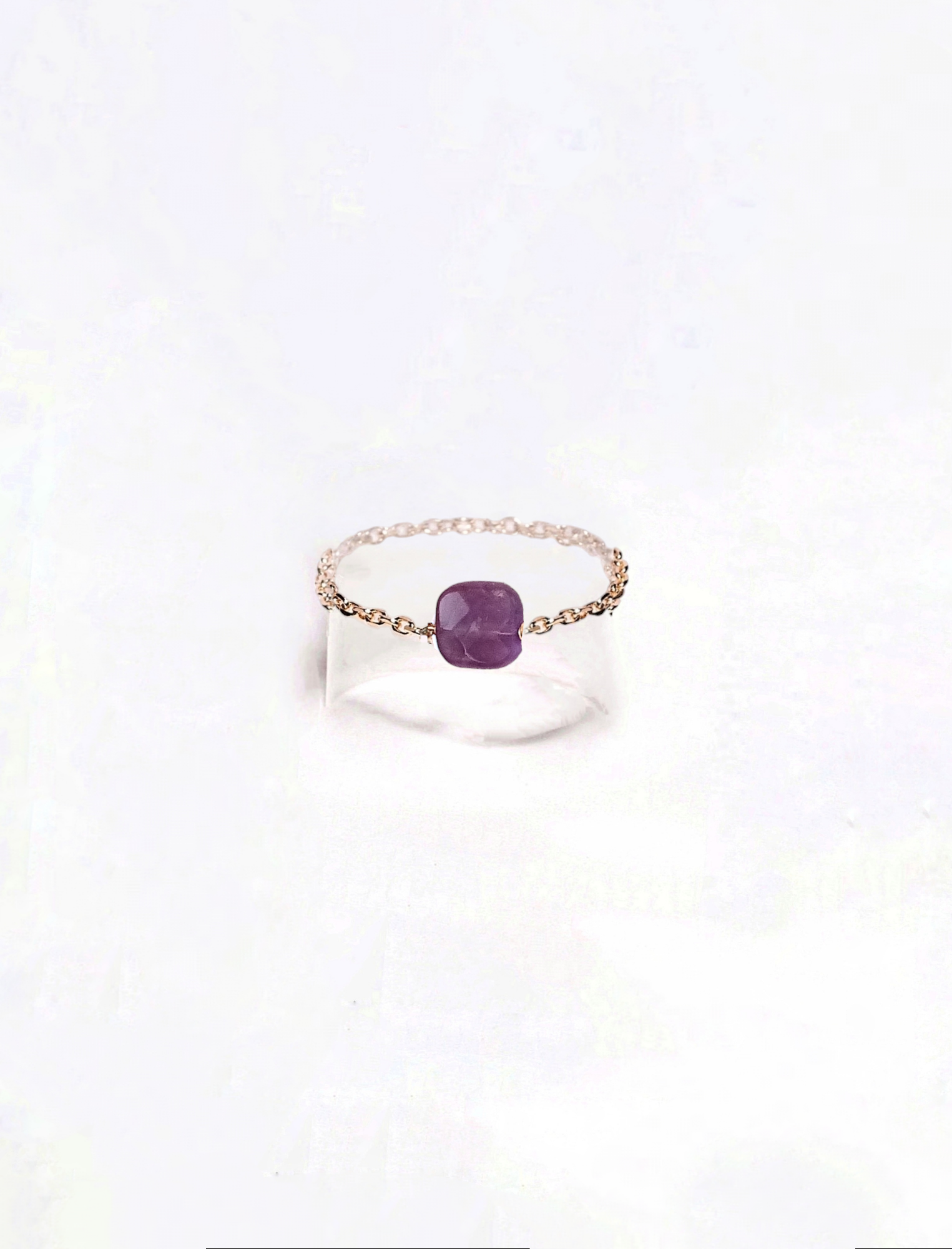 Ô PLUM Hanna bague chaîne améthyste plaqué or taille 52