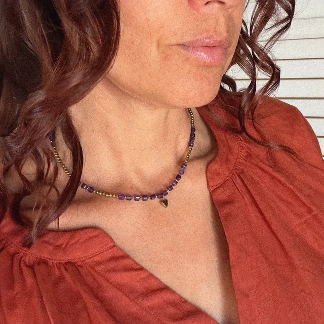 MAD SO CREATION Moon collier amethyste 41 cm