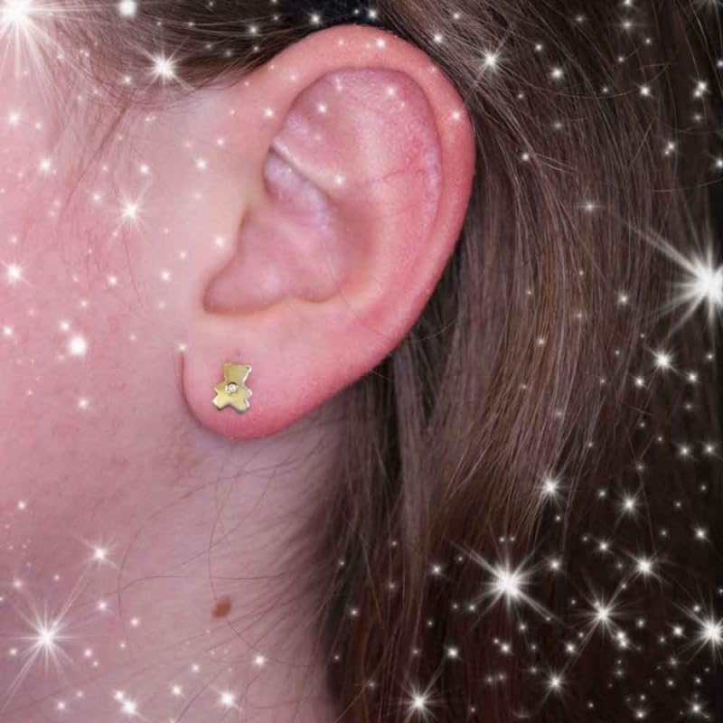 L'Atelier d'Azur Boucles ourson or jaune diamant enfant