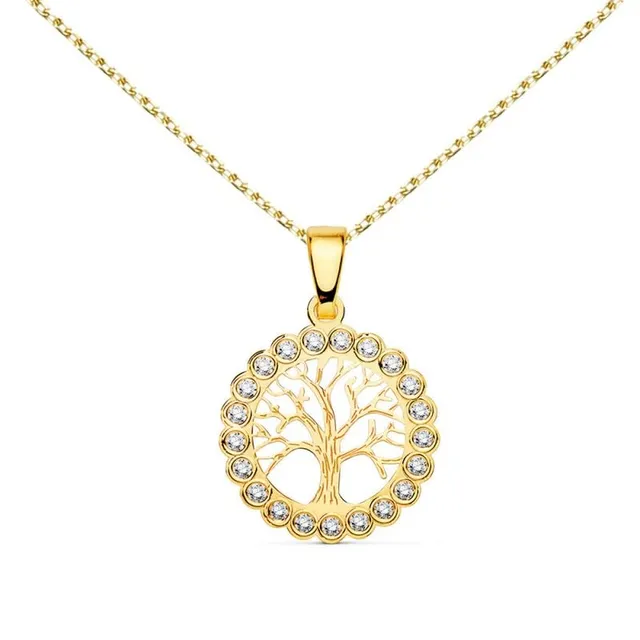 L'Atelier d'Azur Collier arbre de vie or 750 zirconiums