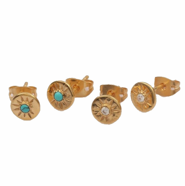 Leticia Ponti Arami puces turquoise plaqué or