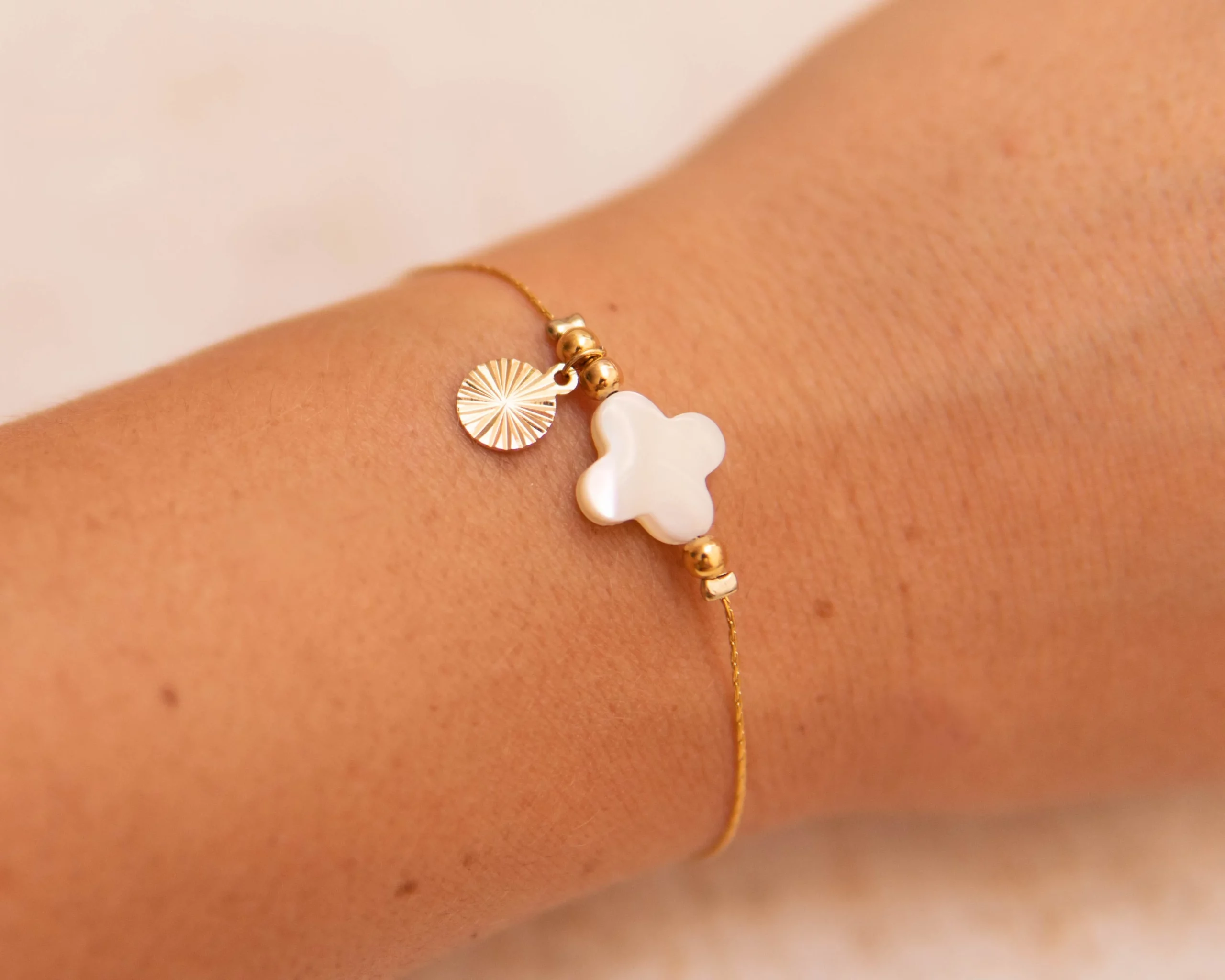 Pachanana Madre Perla bracelet plaqué or nacre