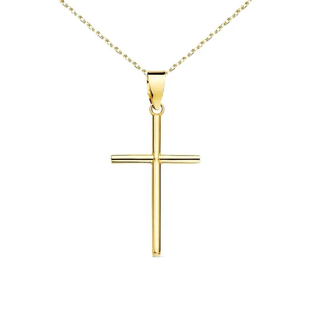 L'Atelier d'Azur Médaille Croix or jaune 18 carats avec chaîne