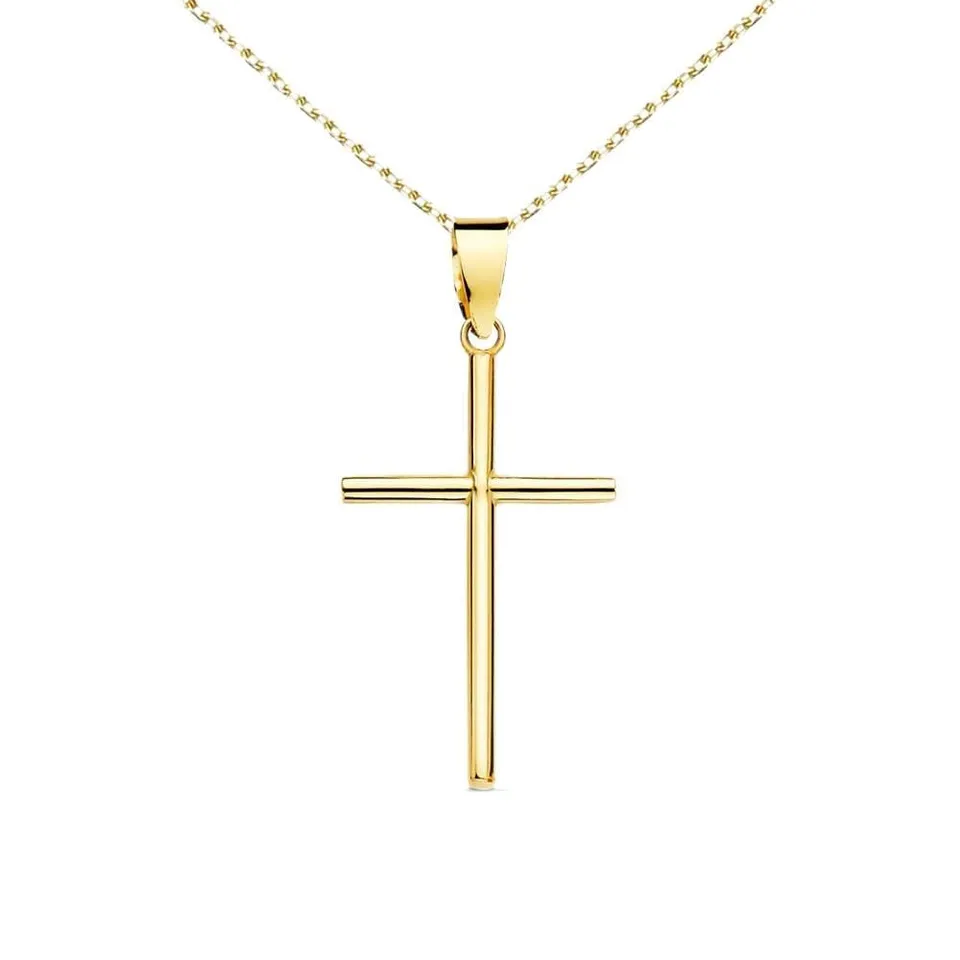 L'Atelier d'Azur Médaille Croix or jaune 18 carats avec chaîne