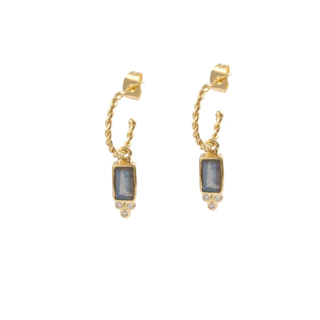 Leticia Ponti Frida boucles d'oreilles améthyste plaqué or