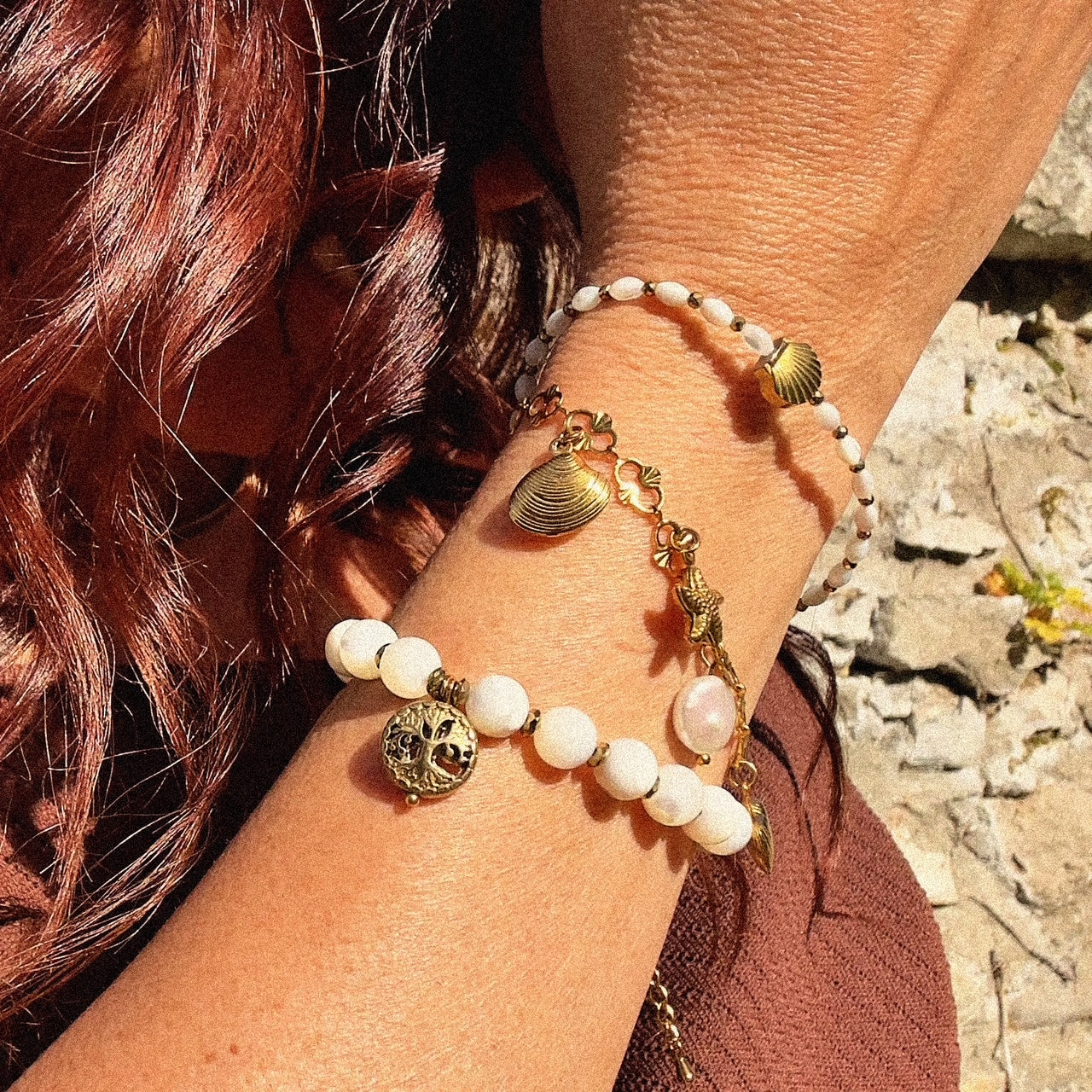 Mad So Creation Ondine bracelet perle coquillage 16,5 cm