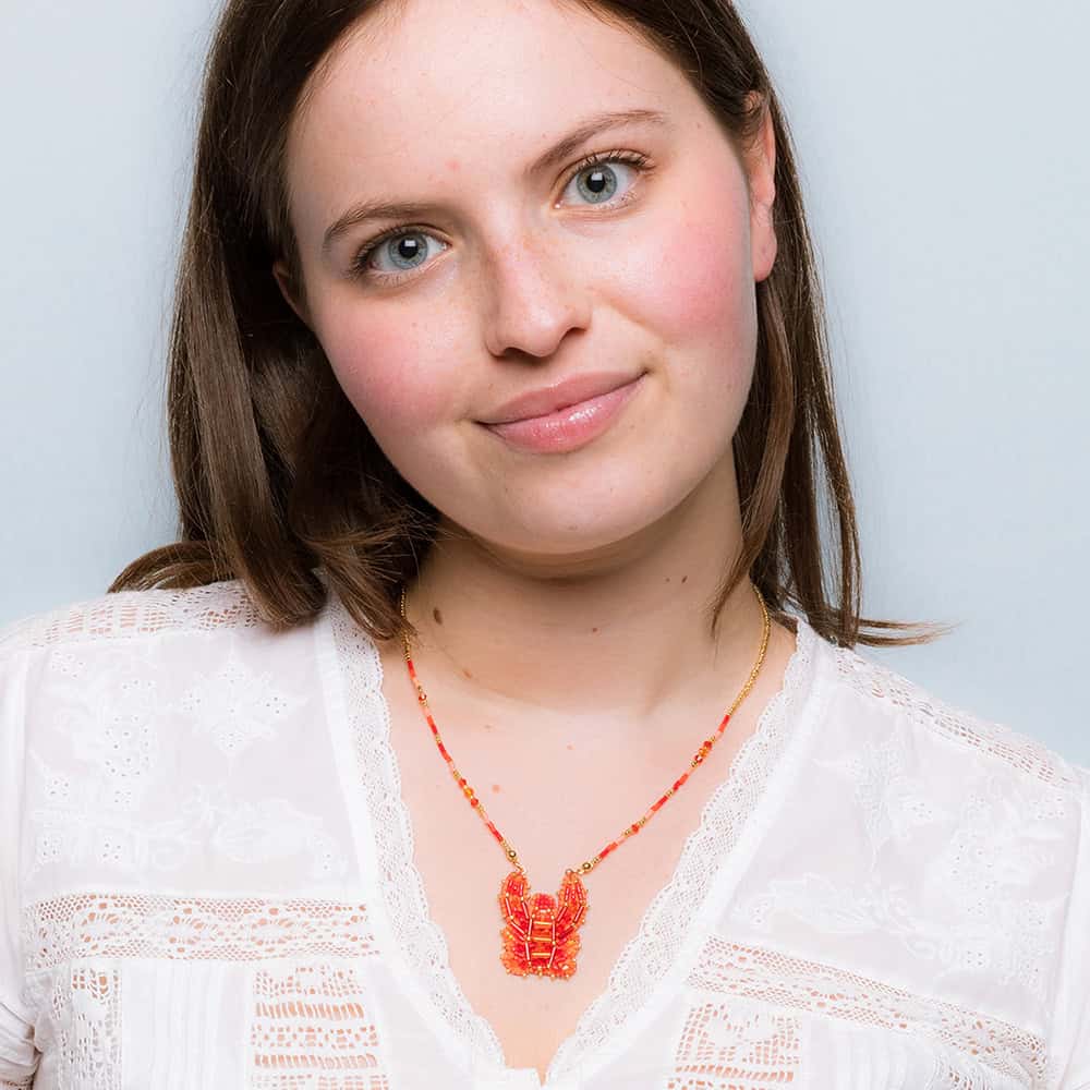 HYPNOCHIC Homard collier perles rouges fantaisie