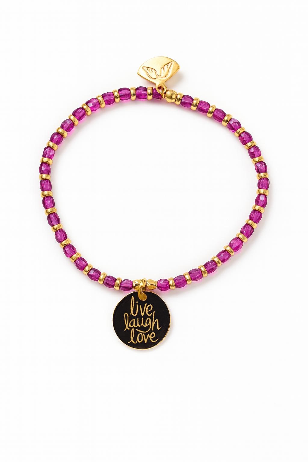 Les Ailes de Gloria Mantra bracelet live laugh love gravé femme