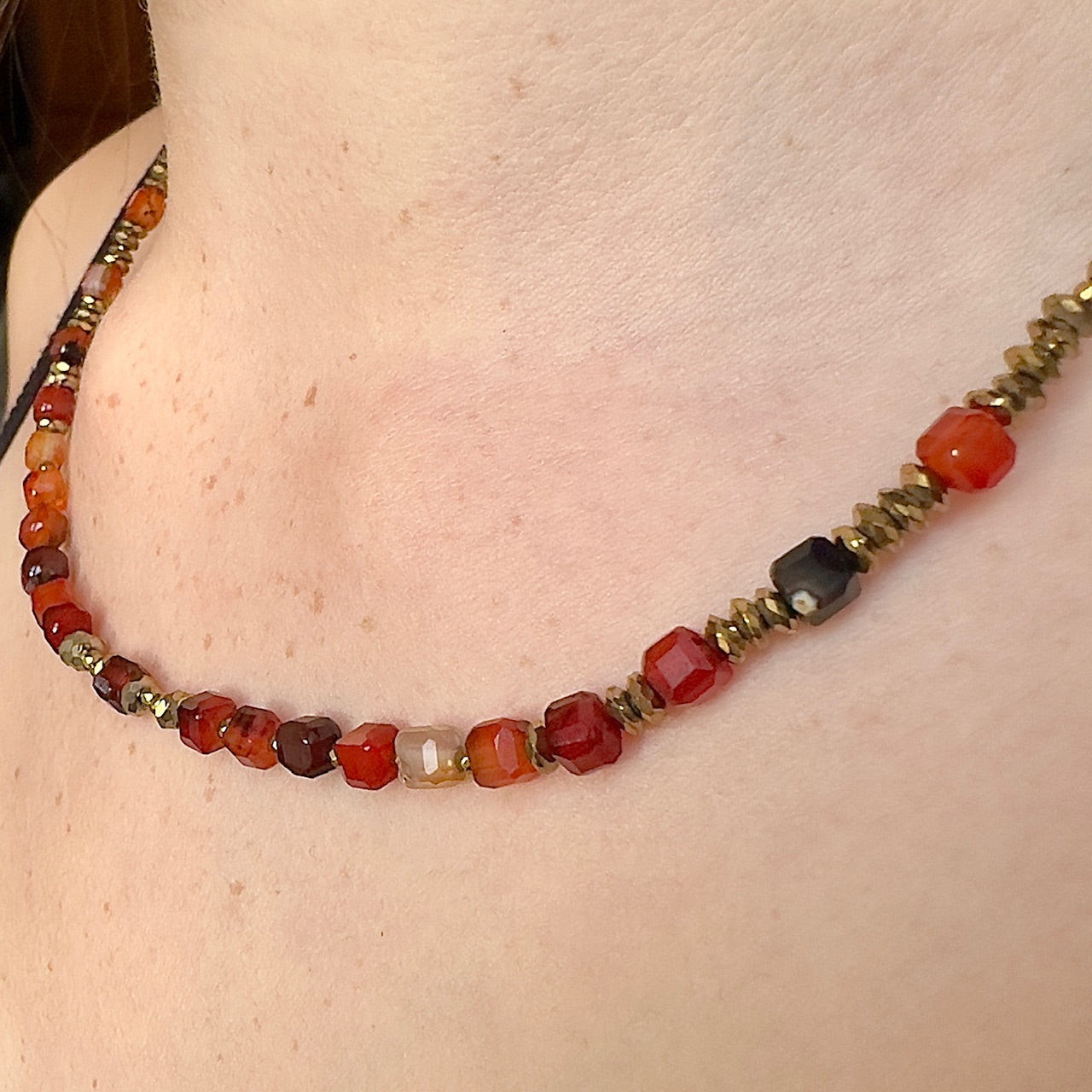 MAD SO CREATION Kate collier agate rouge améthyste cube
