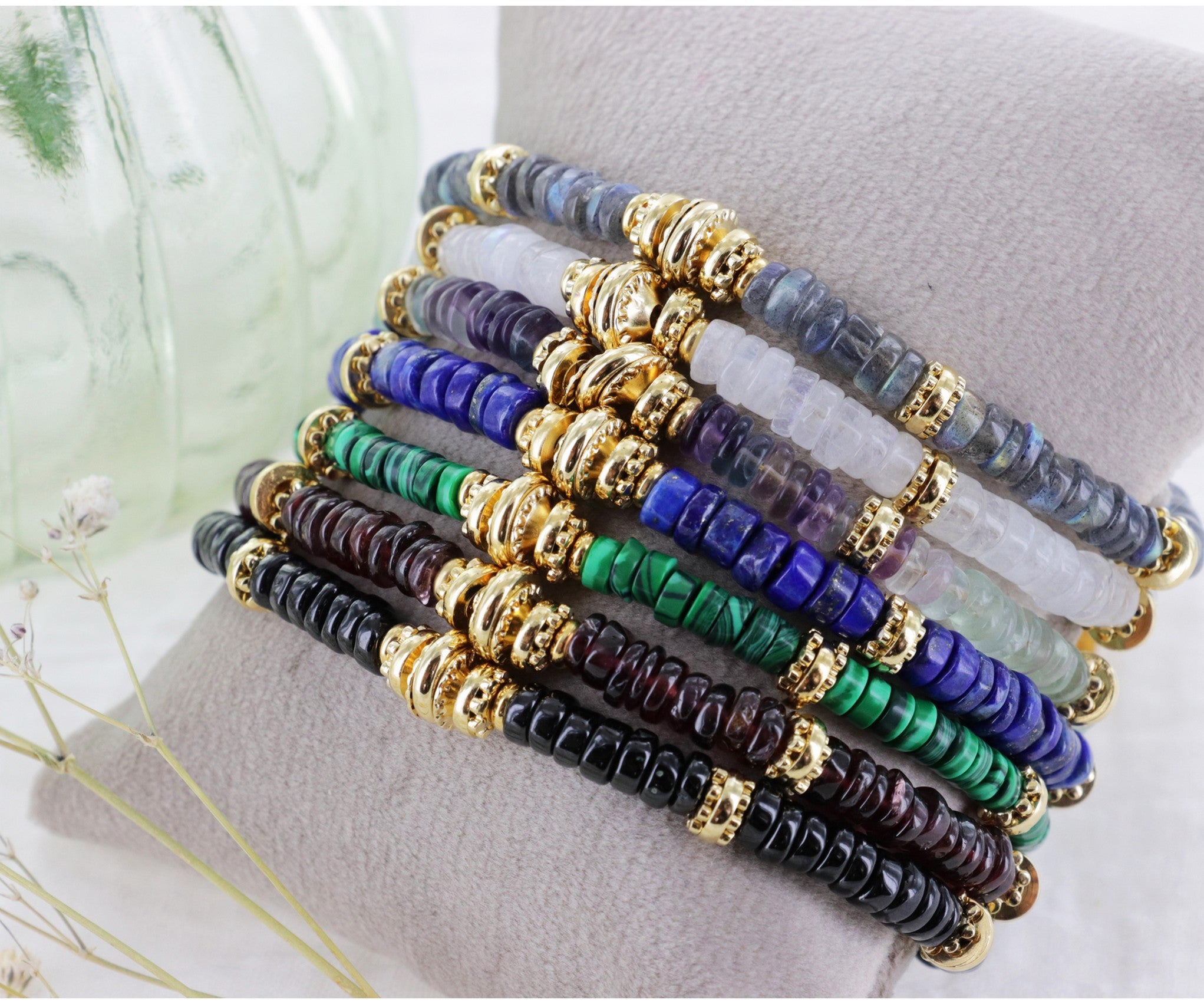 Leticia Ponti Sofi bracelet plaqué or grenat 17 cm