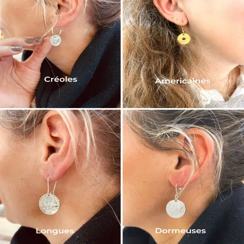 Le P’tit Franc 5 centimes boucles d’oreilles plaqué or