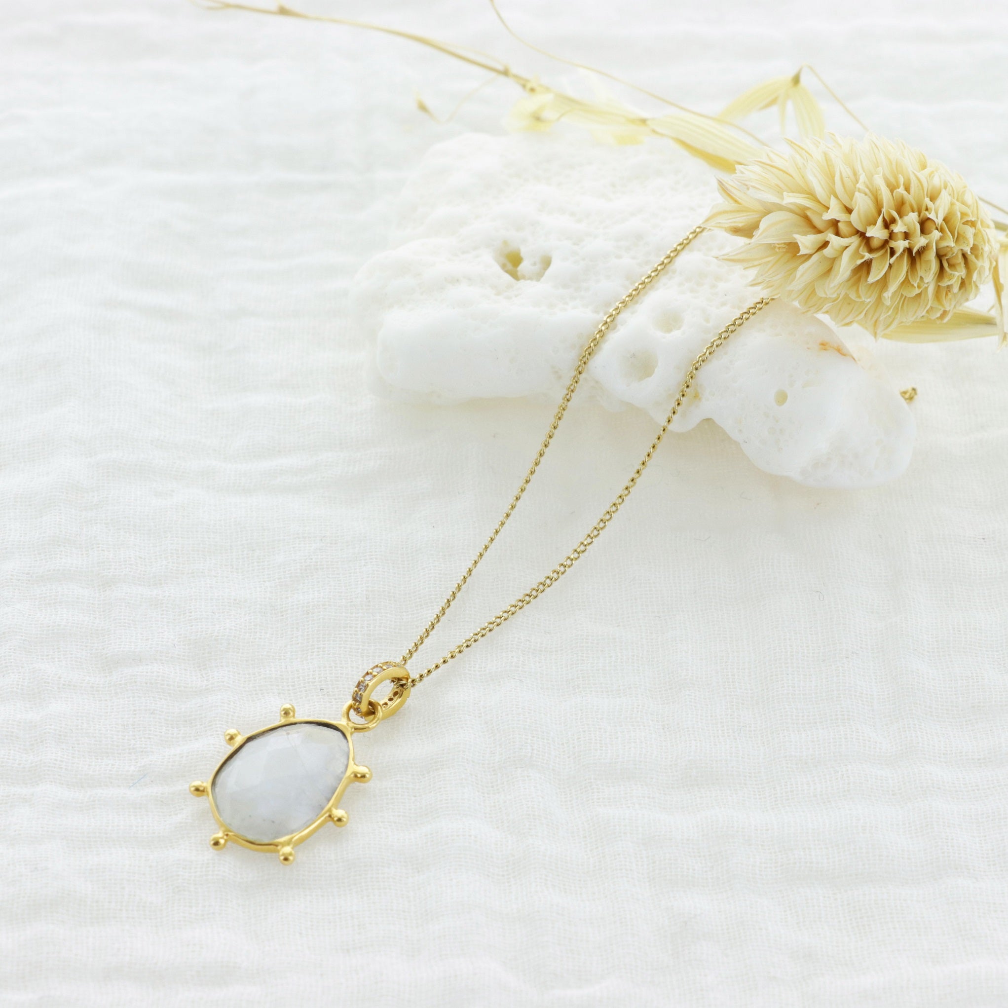 Leticia Ponti Héloïse Collier prehnite verte zircons 40 cm