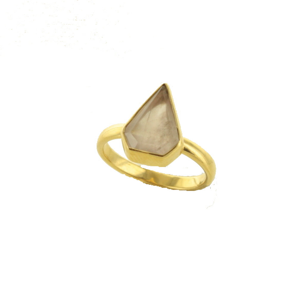 Leticia Ponti Victoria bague plaqué or onyx taille 52-56